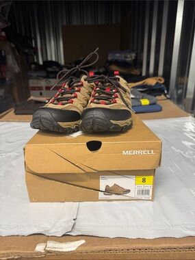 Merrell Brown Trail Sneakers with Black and Red Accents